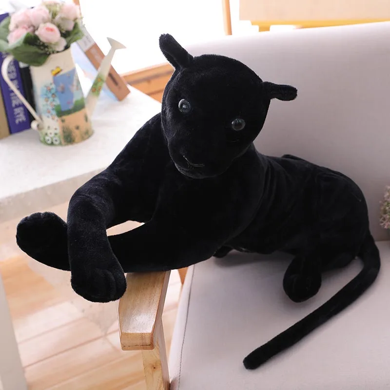 ぬいぐるみブラックパンサーおもちゃリアルなぬいぐるみパンサー