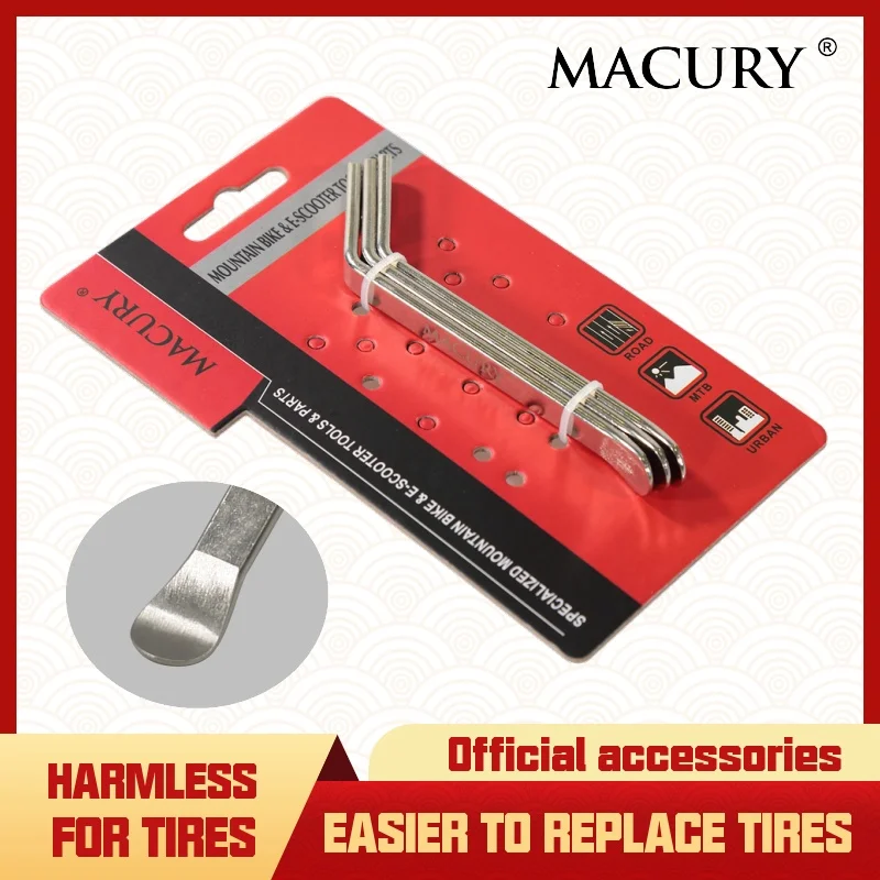 Macury Metal Tyre Lever for Removing Bike and Electric Scooter Outer Tires Steel Bicycle Tire Install Replace Accessories