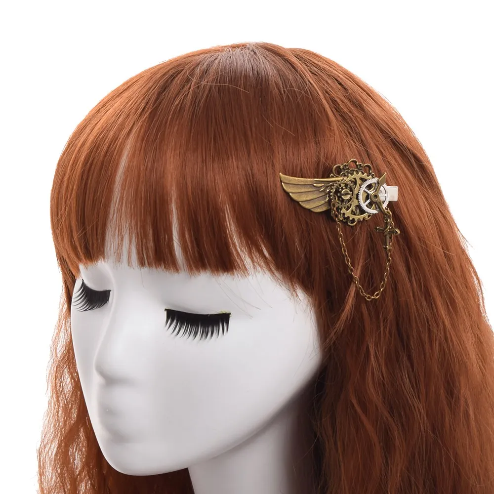 Gothic Steampunk Hair Clips Women Girl Punk Gear Hair pin Barrette Costumes Hair Accessory