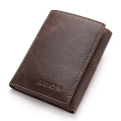Jinbaolai Brand Vintage Men's Genuine leather wallet small man purse card holder money bag for male