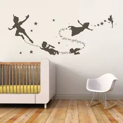POOMOO Wall Stickers,Tinkerbell Peter pan Wall Decal Removable Kid Second Star Quote Vinyl Poom Decor 22inx58in