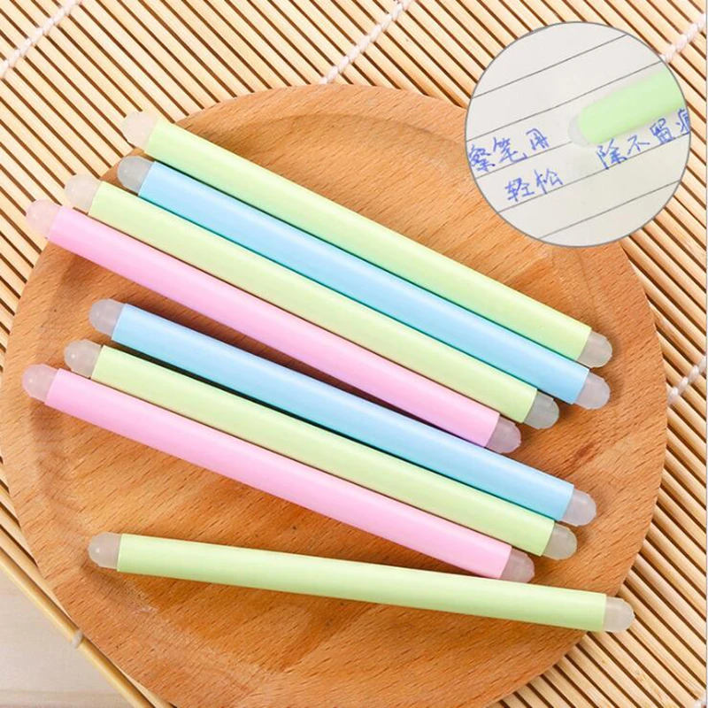 6pcs Cute Kawaii Erasable Pen Special Eraser Rubber Stick Blue Green Pink Optional Children'S Gift Stationery Office Supplies