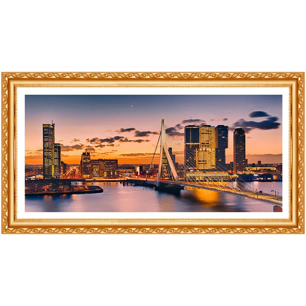 5D DIY Diamond embroidery Rotterdam Bridge diamond painting Cross Stitch full square Rhinestone  home decoration