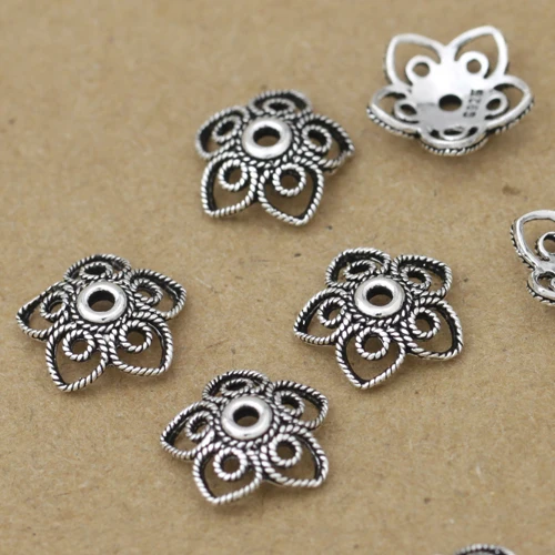 

Hollowed 925 Silver Beads Caps Jewelry DIY Bead Cap Sterling Silver Jewelry Accessories Carved Bead Cap
