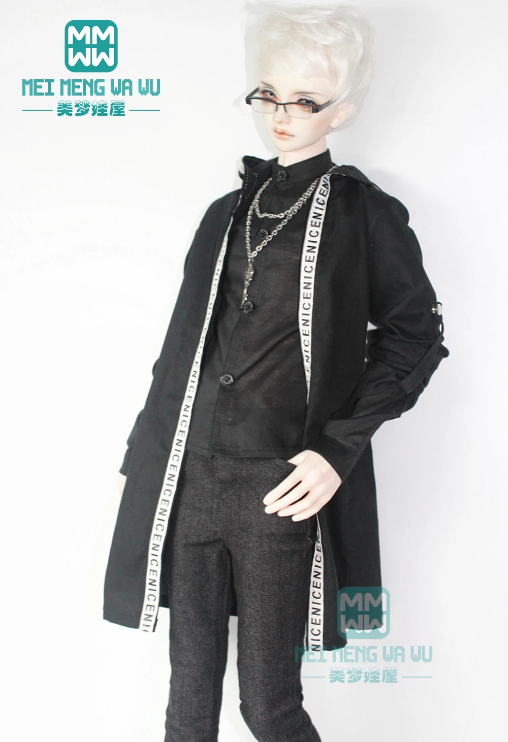 BJD doll clothes for 65-70cm BJD uncle fashion letter coat,  plaid pants