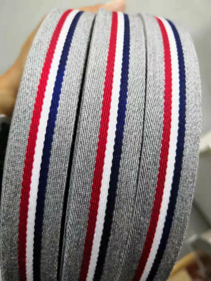 New 10mm 20mm 2 meter Length grey red grosgrain Ribbon Printed stripe Ribbons  DIY Handmade Clothing Bags accessories material