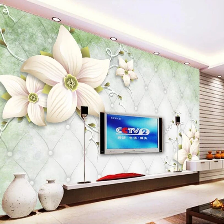 

wellyu Custom Wallpapers 3d Large Wallpaper Mural Painted Flowers 3D Stereo обои Soft Pack Living Room TV background wall paper