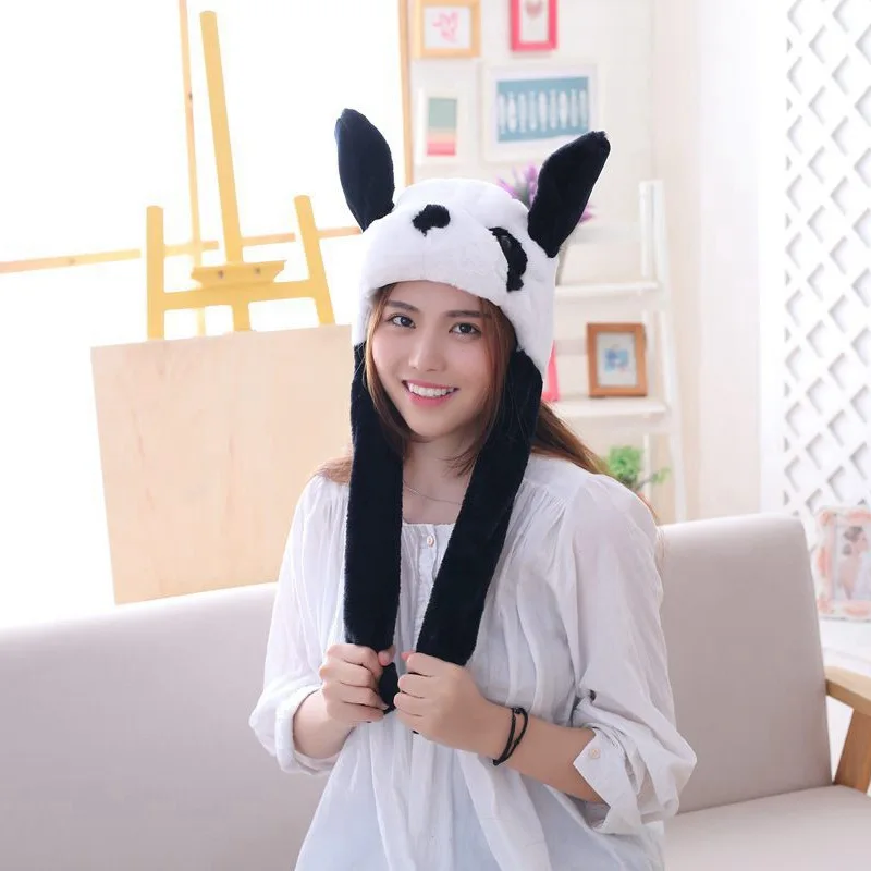 

Cute panda Shaped Hat Plush Toy Headwear Playtoy Ear Up Down Toys Caps Doll Joke Tricks for Kids Girl Girlfriend