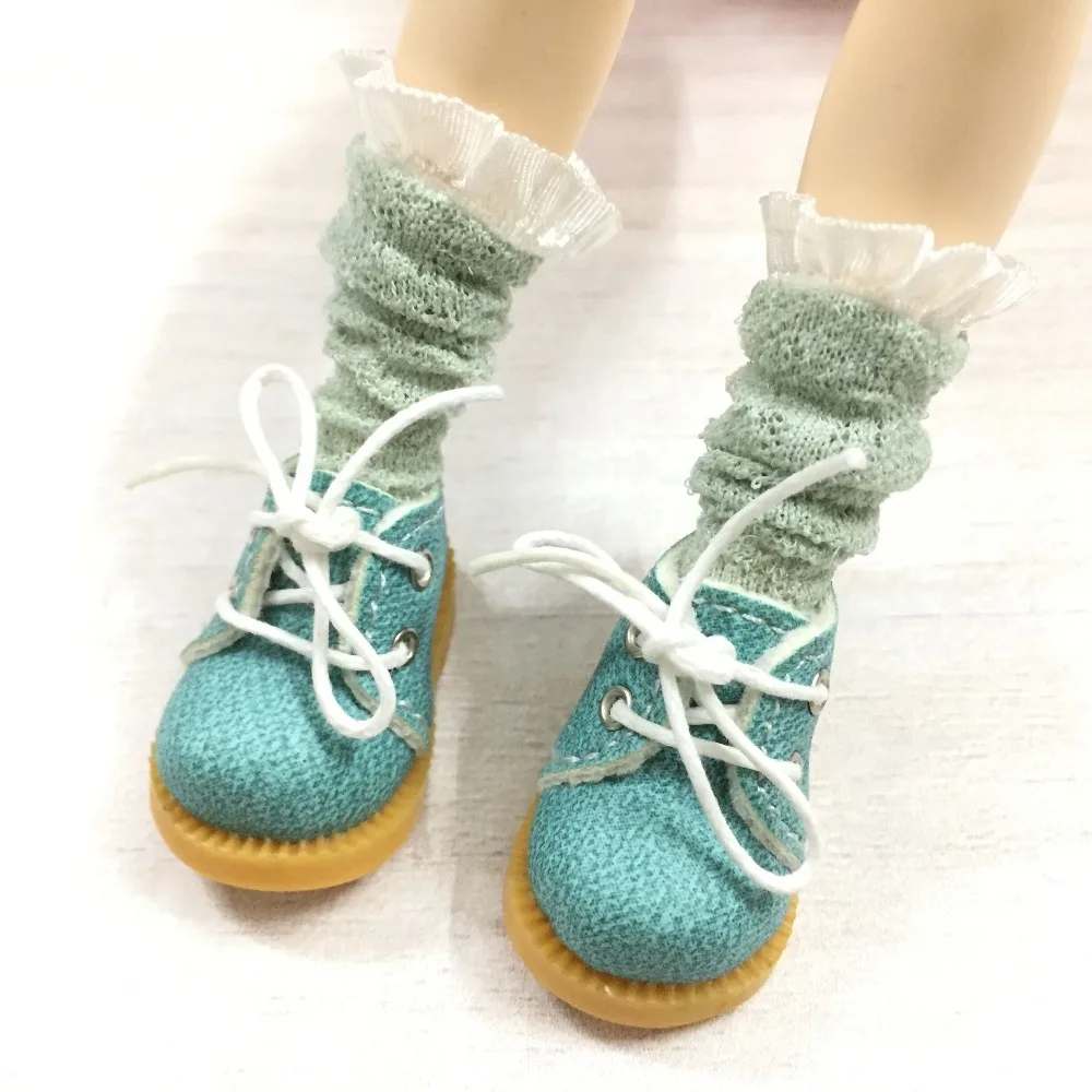 1/6 BJD Doll Stockings Socks for Blythe Azone Licca Obitsu Momoko Doll Accessories,Knitted Cotton Doll Stocking with Lace 1 Pair