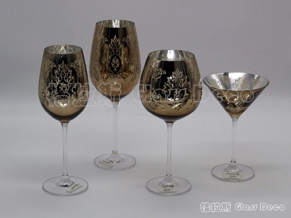 

Creative electroplating rose gold metal crystal glass goblet wine cocktail cup model room decoration