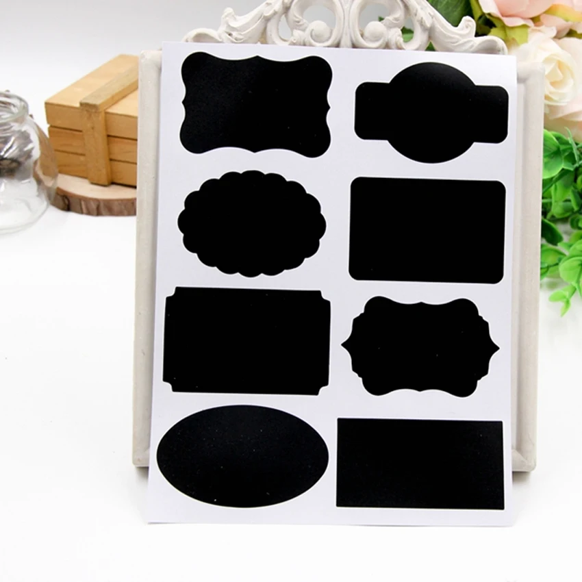 80pcs/lot Handmade Blackboard Sticker Craft Kitchen Reusable Labels Stickers Chalkboard Sticker Black Board Wall Stickers