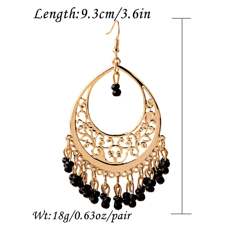 Classic Gold Color Water Drop Carved Flower Dangle Earrings For Women Indian Jewelry Retro Tassel Earrings Jhumka Earrings 2022