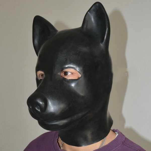 New Hot Sale Fetish Black Latex Dog Hood Rubber Dog Head Mask Full Head Cosplay Dog M