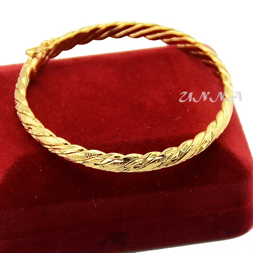 6mm Women Ladies Party Gold Color Wire Bangles Bracelets Openable Wristband Jewelry