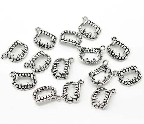 

Free Shipping 300pcs Antique Silver Tone Teeth Charms Pendants 17x12mm Jewelry Findings Wholesale J0323X3