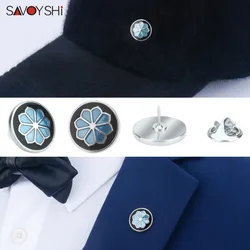 Saveyshi-Pin de solapa para hombre, broches con forma de flor de esmalte azul/negro, regalo fino, joyería de compromiso para fiesta