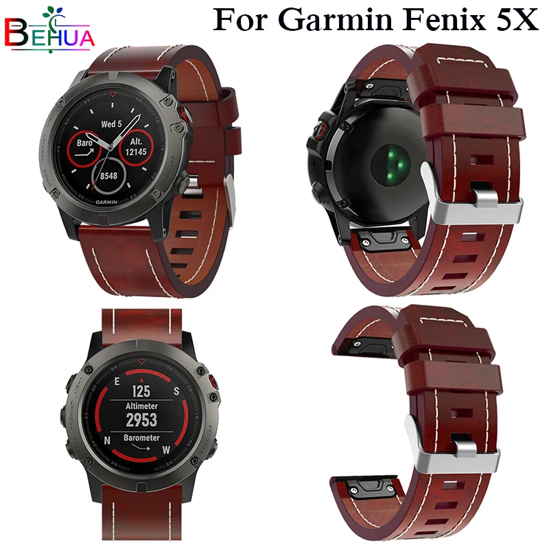 Quick Release leather band For Garmin Fenix 5X 5X Plus Watch strap Bracelet Easy fit watchband For Garmin Fenix 3 3 HR Wristband