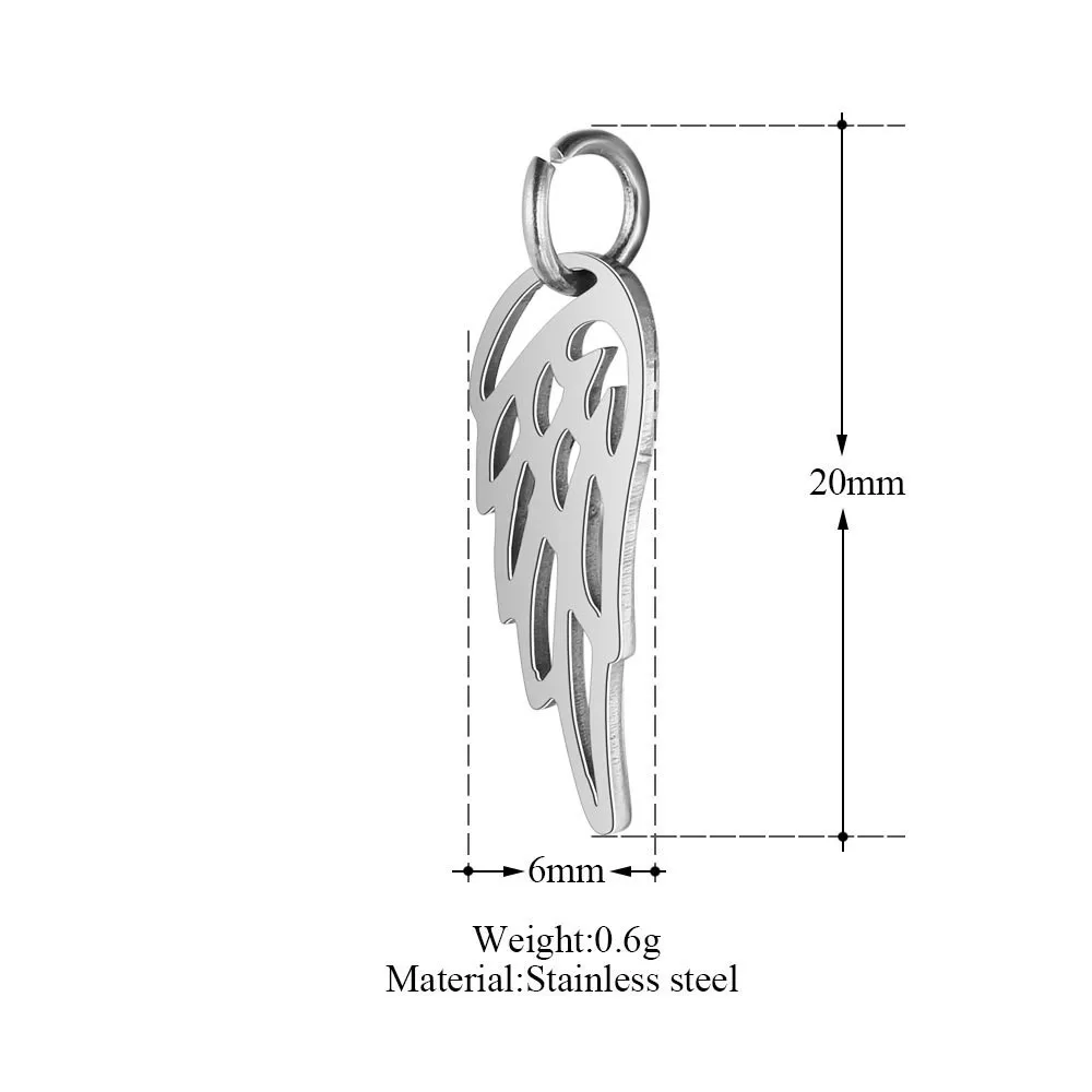 5Pcs/lot stainless Steel Silver Color Angel Wings Charms Pendants for Bracelet Necklace DIY Jewelry Making Finding Accessories