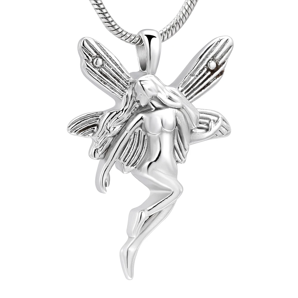 

Urn Necklace Elves Angel Fairy Cremation Jewelry Hold Human Funeral Ashes Keepsake Necklace Stainless Steel Memorial Urn Pendant