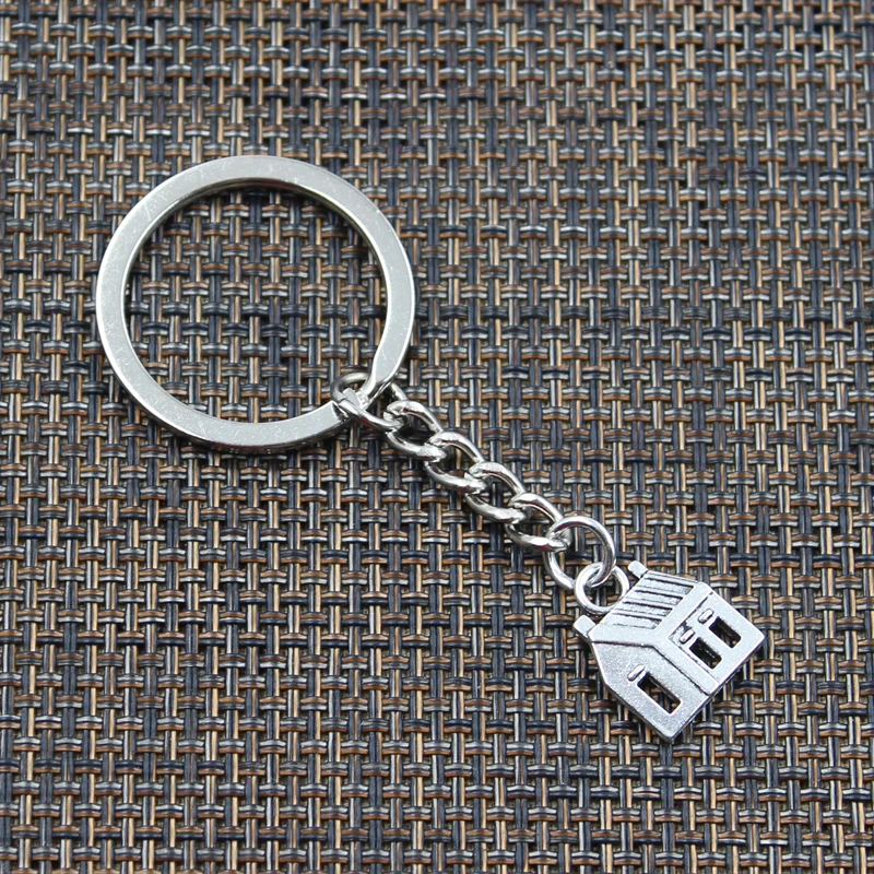 New Fashion Men 30mm Keychain DIY Metal Holder Chain Vintage Cabin House 14x18mm Silver Color Pendant Car Keychain Gift