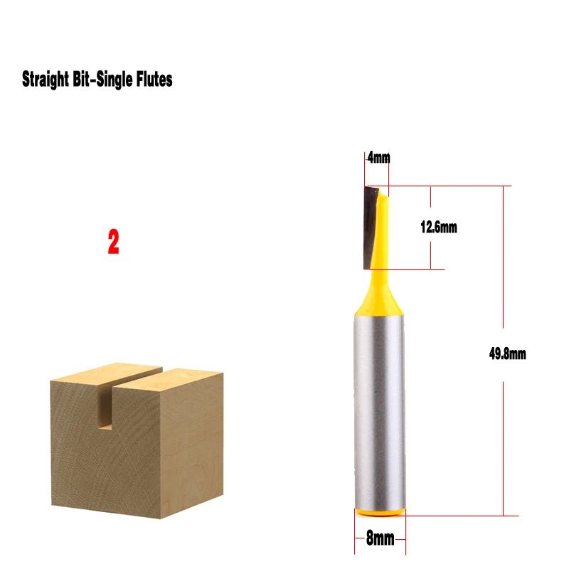 1PC 8mm Shank high quality Straight/Dado Router Bit Set 3.2,3.4,5,8,10,12,14,18,20mm Diameter Wood Cutting Tool - Chwjw