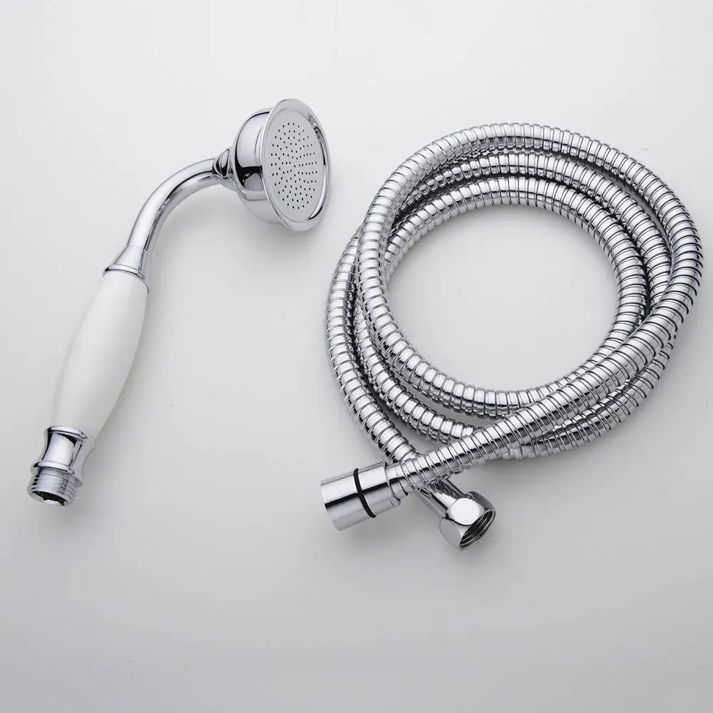 Single Chrome Telephone Style Rainfall Shower Head & 1.5m Hose Set 03-197