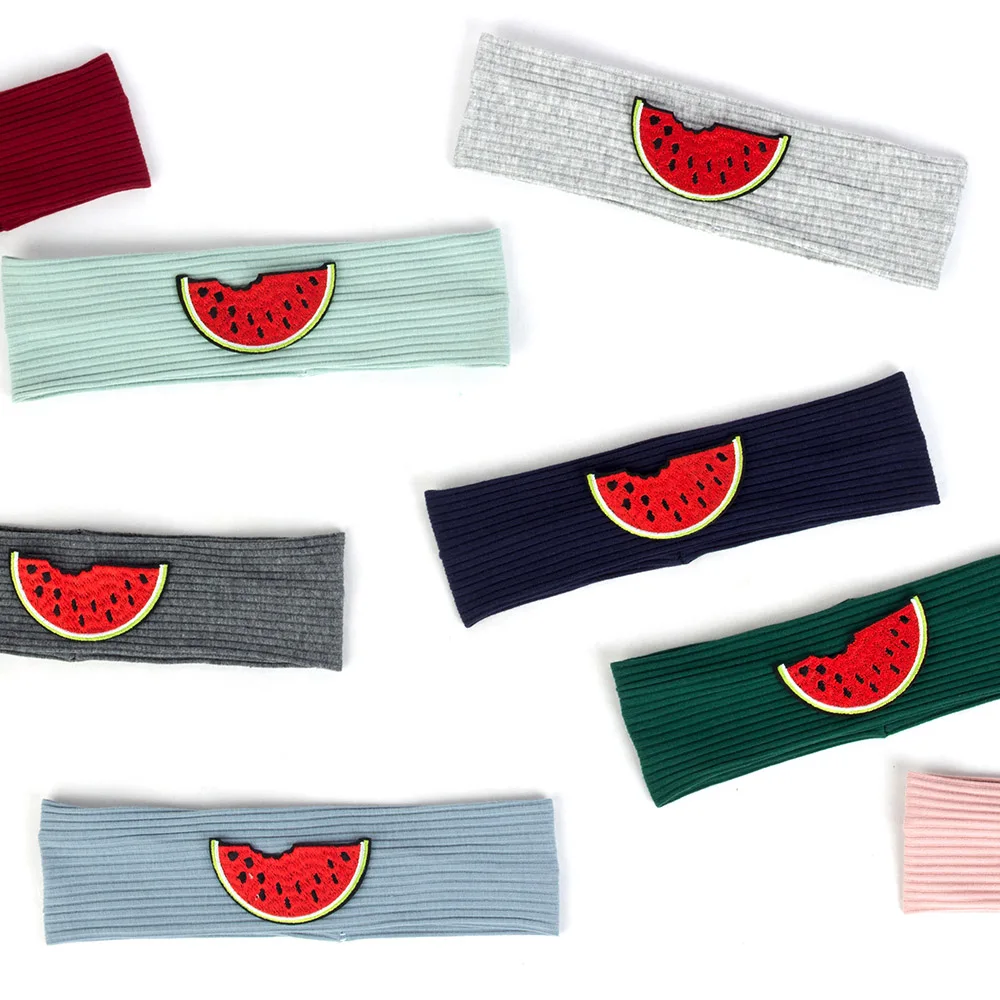 Geebro Child Watermelon Patch Elastic Solid Cotton Ribbed Sports Headbands Cute Baby Girls Boys Turbans Headwear Hair Accessorie