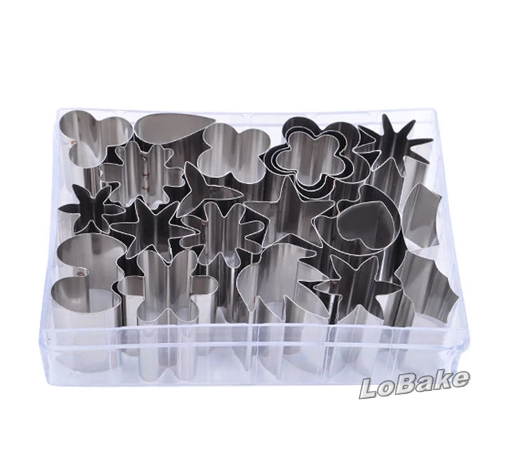 (1 set/lot) 21 pcs/set Latest high quality stainless steel cookie biscuit cutter moldes for fondant cake DIY baking supplies