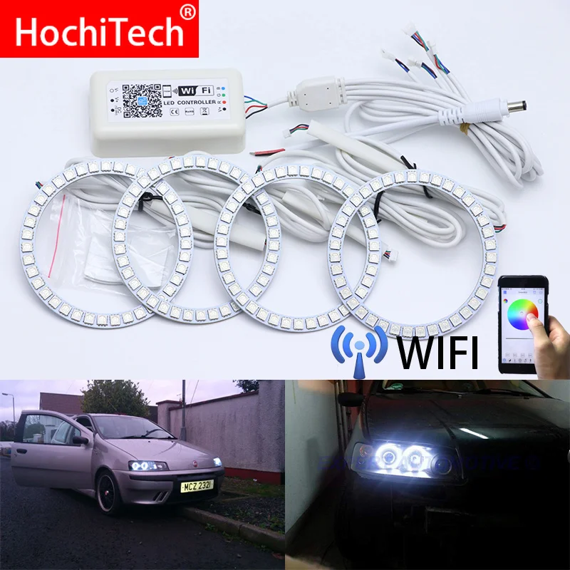 

Wifi Wireless RGB Multi-Color LED Angel Eye Halo Rings Day Light DRL for Fiat PUNTO mk2 1999 2000 2001 2002 2003 2004-2010