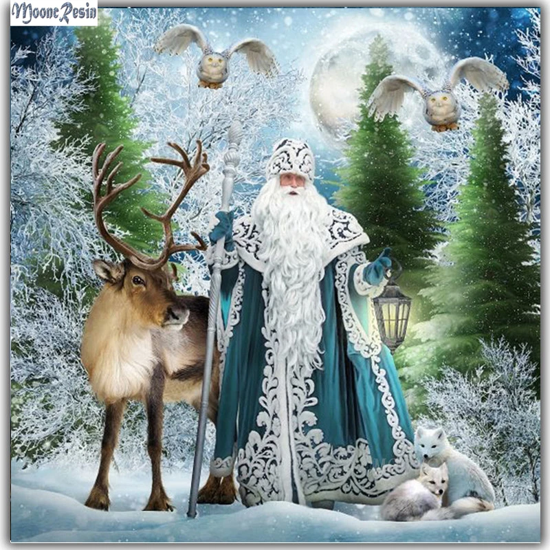 Christmas Diy Diamond Embroidery Strange Santa Claus Diamond Mosaic Full Round Diamond Painting Cross Stitch Home Decoration Kit