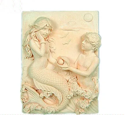 Mermaid Couple Silicone molds soap mold pearl silicone soap molds silica gel die Aroma stone moulds shell candle mould Mermaid