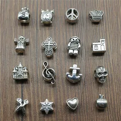 10pcs Antique Silver Color European Big Hole Beads Charm Jewelry Accessories For Bracelet Making