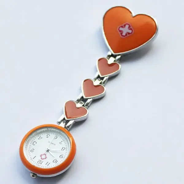 10pcs/Lot Bulk Wholesale Price New Hot Popular Mixed Color Fob Heart Nurse Brooch Pin Pocket Quartz Watch Wholesale 5 Colors