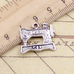 20pcs Charms Singer Treadle Sewing Machine 20x17mm Tibetan Bronze Silver Color Pendants Antique Jewelry Making Handmade Craft