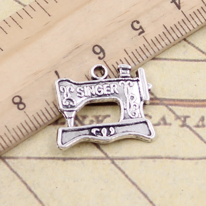 20 sztuk Charms Vintage Singer Treadle maszyna do szycia 20x17mm tybetański brąz srebrny kolor zawieszki antyczne tworzenia biżuterii Handmade Craft