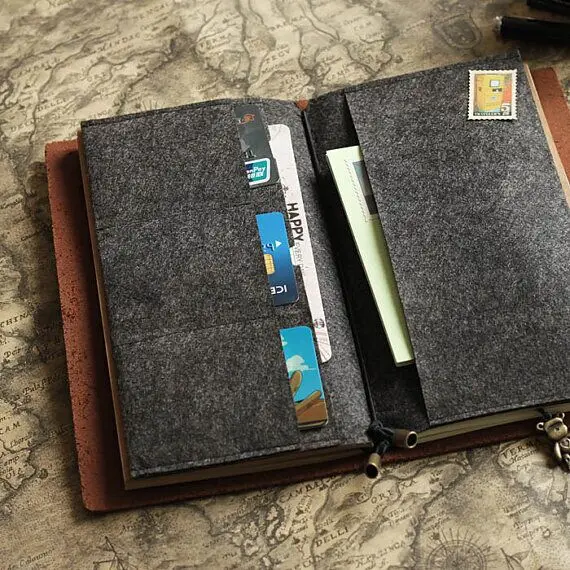 Felt Card Holder for Midori Travelers Notebook // Credit Card Holder // Card Organizer // Leather Journal Accessories