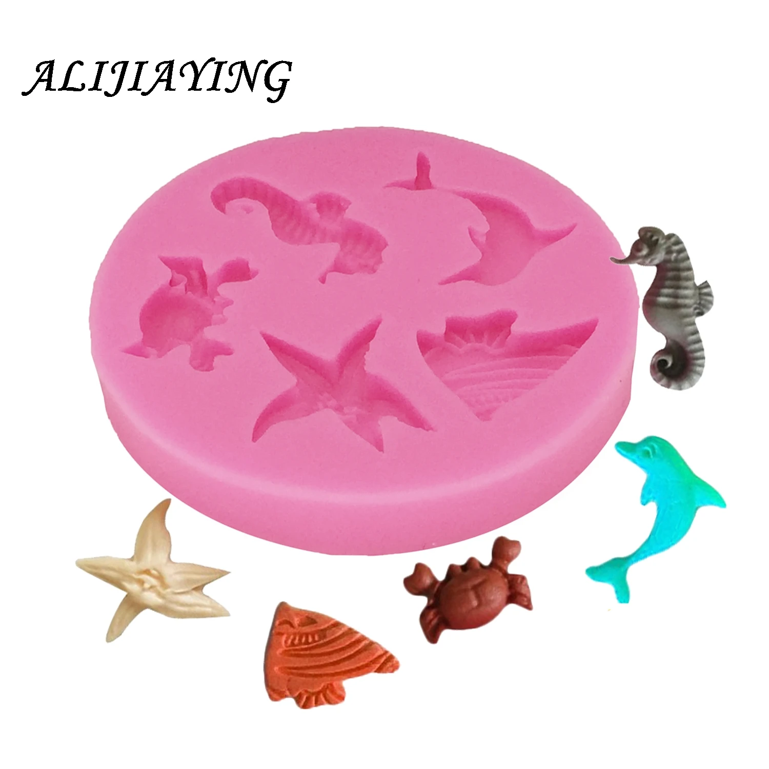 

1Pcs Starfish dolphin Seahorse Silicone Mold,fish Sugarcraft Cake Decorating Tools,crab Fondant Chocolate Molds Cake Mould D0104