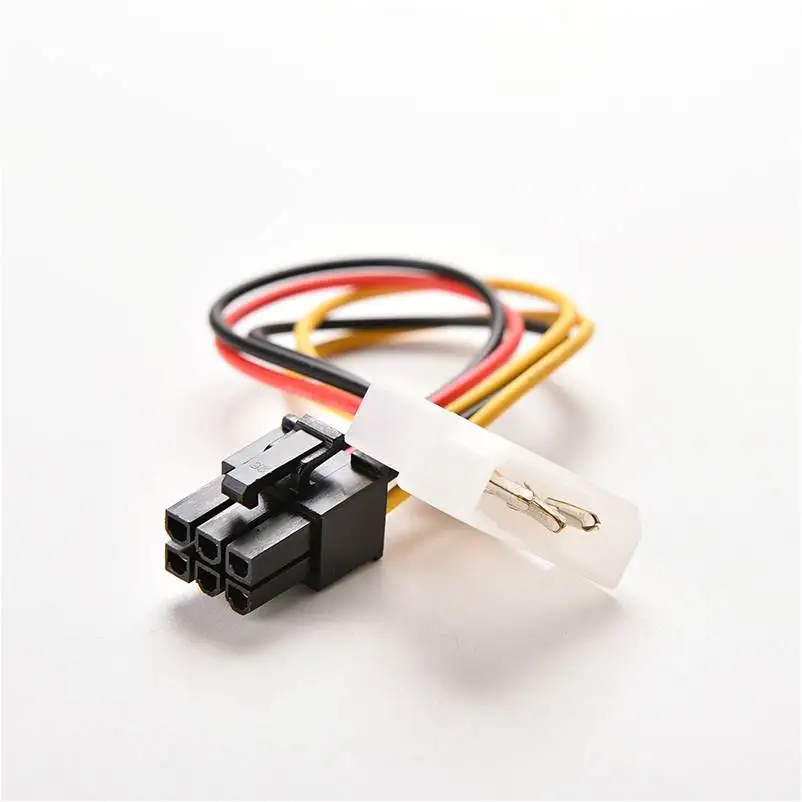 100PCS/LOT 4 Pin Molex IDE to 6 Pin PCI-E Graphic Card Power Supply Cable Adapter PC Video Card 17cm