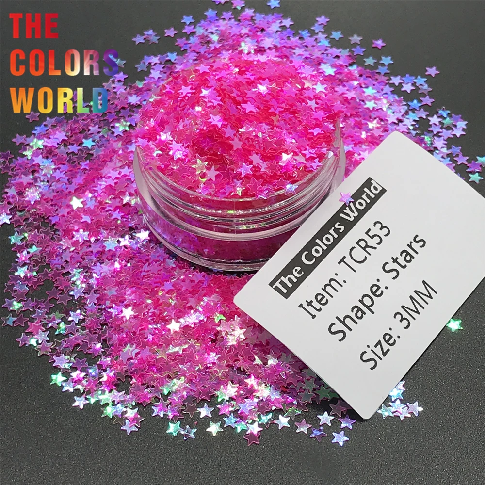 

TCT-207 Star Shape Iridescent Rainbow 3MM Size Nail Glitter Nail Art Decoration Body Glitter Makeup FacePaint Henna Handwork DIY