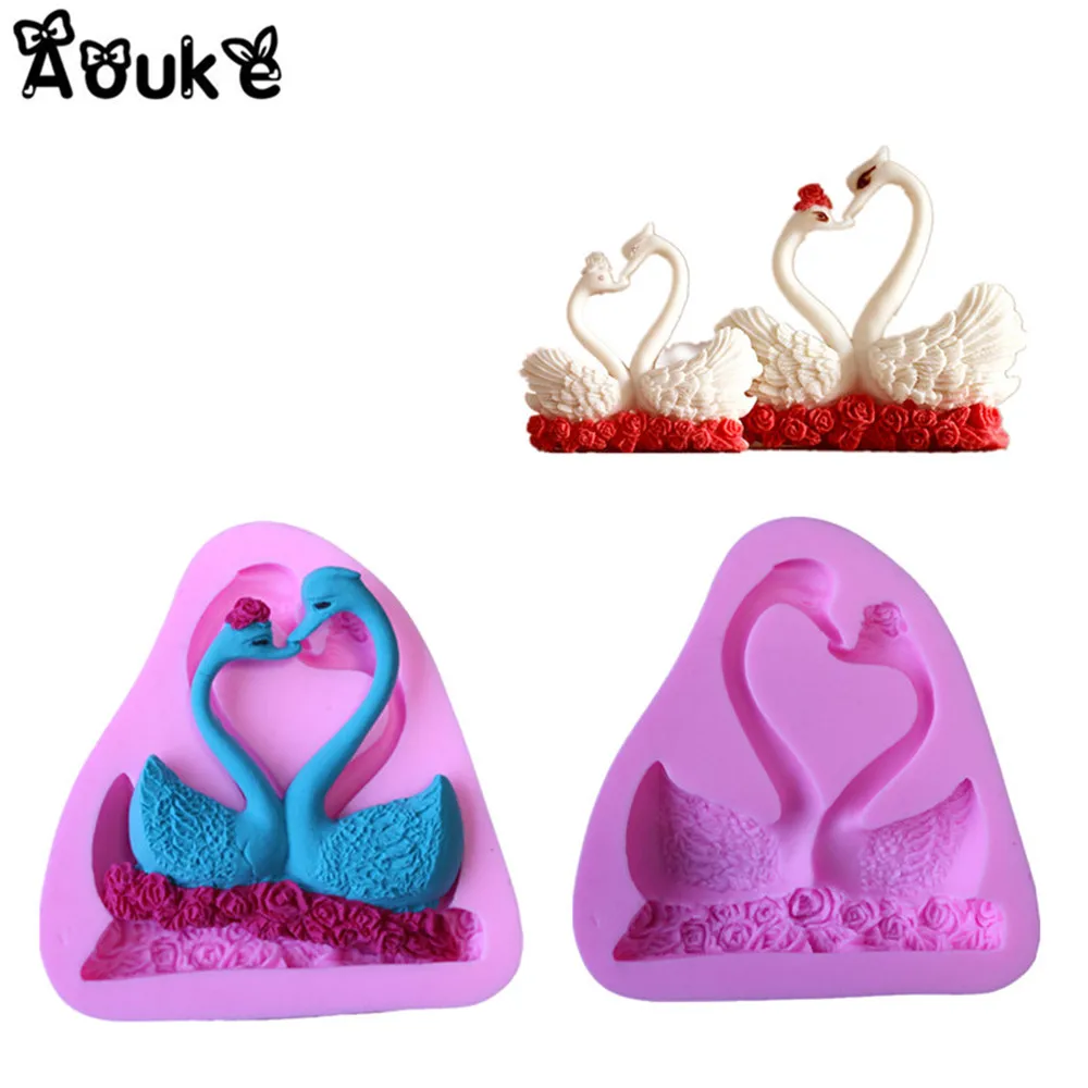 Swan Shape Silicone Mold Soap Fondant Chocolate Moulds Candy Cake Molds Embossed Baking Molds DIY Wedding Decoration Tools