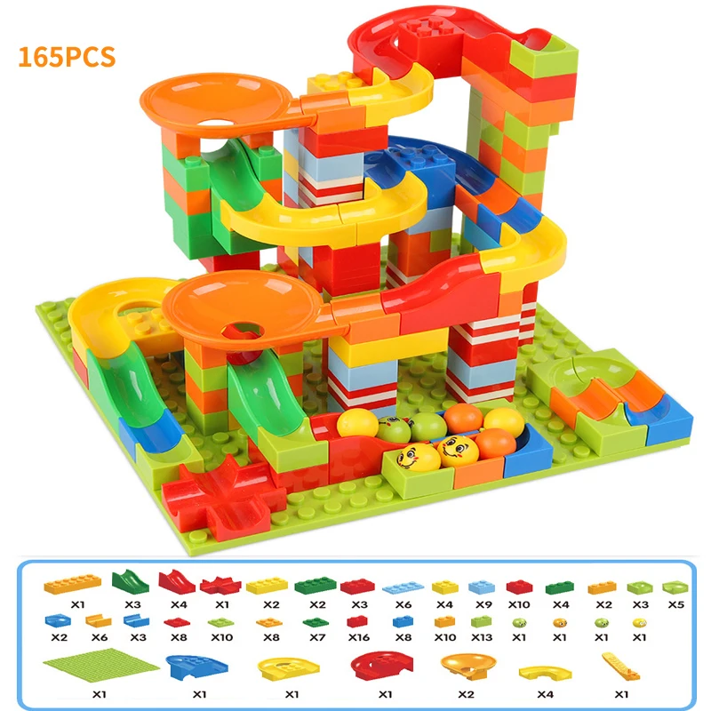 330PCS Mini Size Funnel Slide Building Blocks Marble Race Run Track Maze Ball Building Blocks Set Assemble Bricks Kids Toys