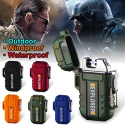 Outdoor Waterproof Usb Electric Lighter Windproof Dual Arc Plasma Lighters Smoking Accessories BBQ Candle lighter for Explorer