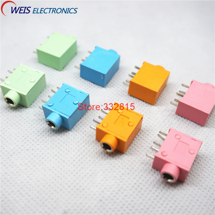 20PCS PJ-215 PJ-325 3.5MM Headphone jack socket female connector for Audio video 5PIN RED PINK BLACK BLUE GREEN Orange