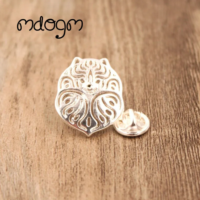 Mdogm Pomeranian Dog Animal Brooches And Pins  Suit Cute Funny Metal Small Father Birthday Fashion Gift For Male Men B029