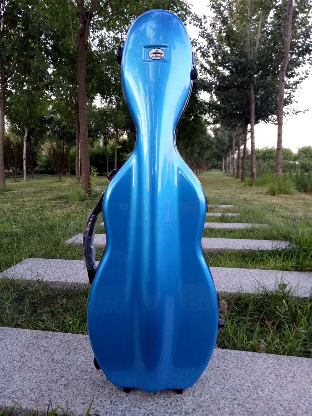 

new high quality blue 4/4 violin Carbon fiber box very strong Can hold 2 pcs bows.