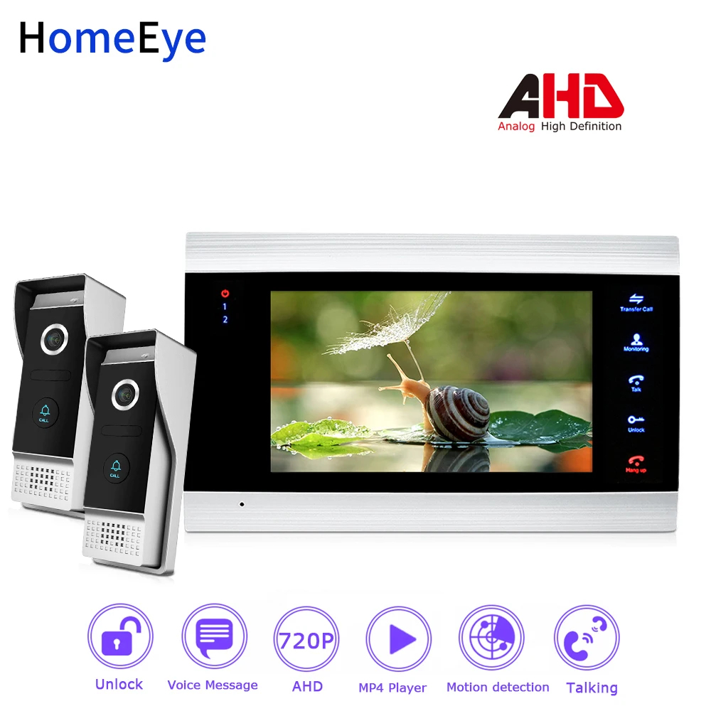 

Видеодомофон HomeEye 720P AHD, видеодомофон, домашняя система контроля доступа, 2-1 датчик движения, сигнализация безопасности с широким углом обзора