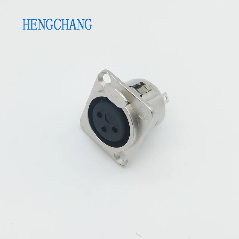 3-контактный разъем XLR, гнездовой разъем, крепление на панели, корпус квадратной формы, металлический корпус