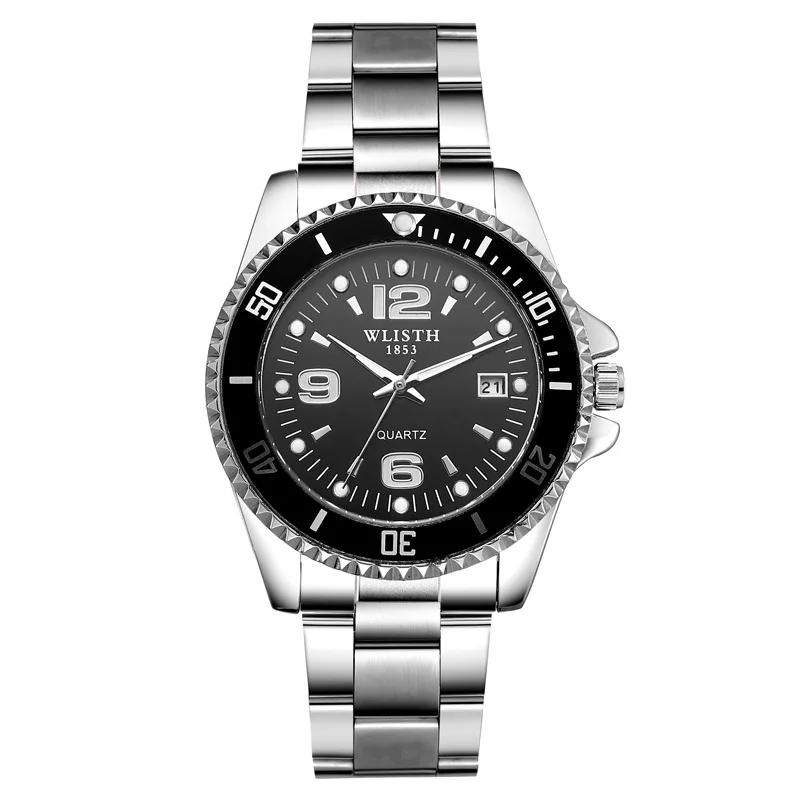 

2019 Fashion Wlisth Brand Casual Watch Men Rotatable Bezel Gmt Sapphire Glass 30m Water Full Steel Sport Quartz Reloj Hombre