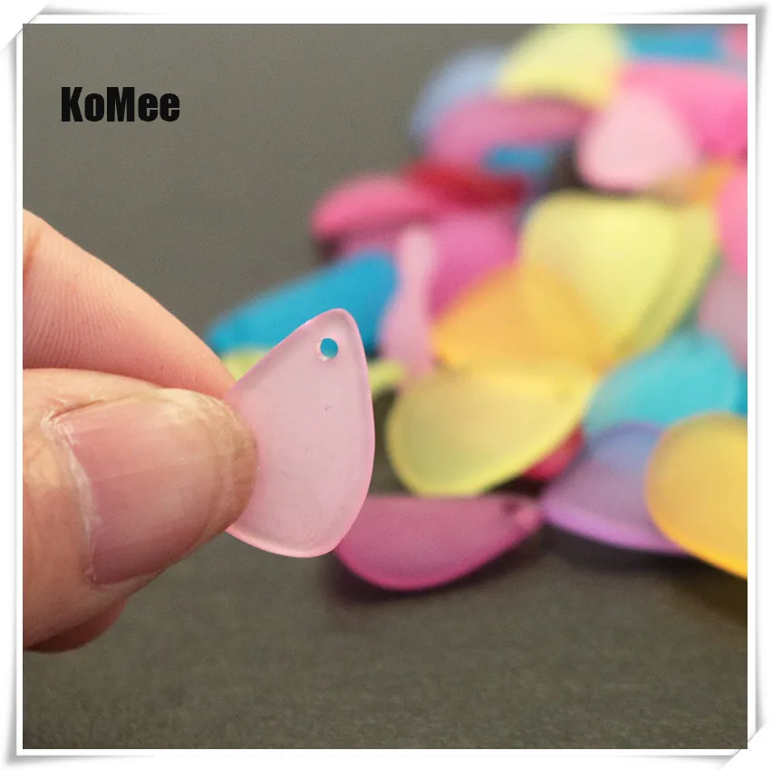 Hot Sale 100pcs/lot Colorful Frosted Acrylic Petals Beads Pendant 12*17mm Craft Bracelet DIY Beads For Jewelry Making Accessory