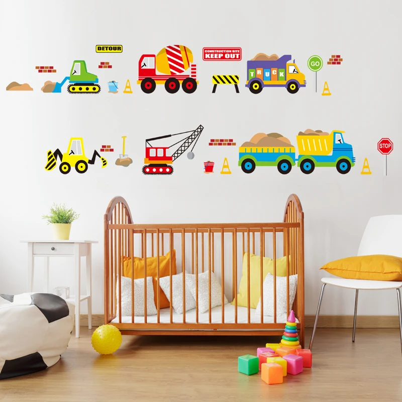 Cartoon Cars Kids Room Wall Sticker For Children\'s Kids Room Baby Bedroom Wall Decals Window Poster 3D Car Stickers Wallpaper